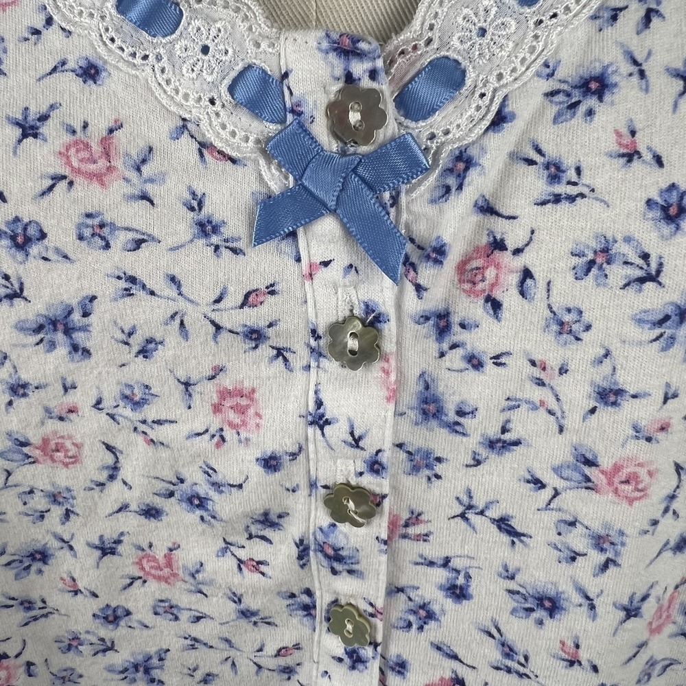 EILEEN WEST Cottagecore Traditional Floral Nightdress M Lace V Neck Nap Dress - Picture 4 of 7